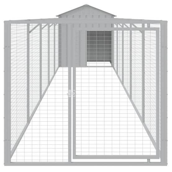 Niche Chenil pour Chien en Acier Galvanisé Abri Extérieur avec Enclos Spacieux Gris Clair - ComfortXL Pet Living - Image 3