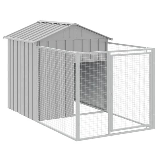Niche Chenil pour Chien en Acier Galvanisé Abri Extérieur avec Enclos Spacieux Gris Clair - ComfortXL Pet Living - Image 6