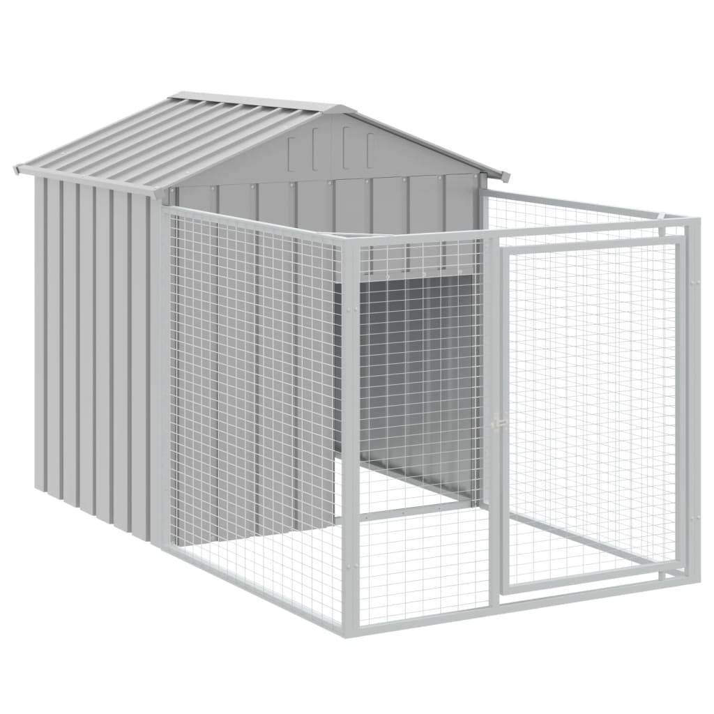 Niche Chenil pour Chien en Acier Galvanisé Abri Extérieur avec Enclos Spacieux Gris Clair - ComfortXL Pet Living - Image 6