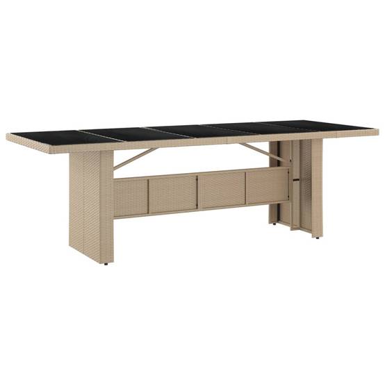 PANGIVO - Table de jardin verre trempé et résine tressée beige 240 x 90 x 75 cm - PANGIVO - Image 5
