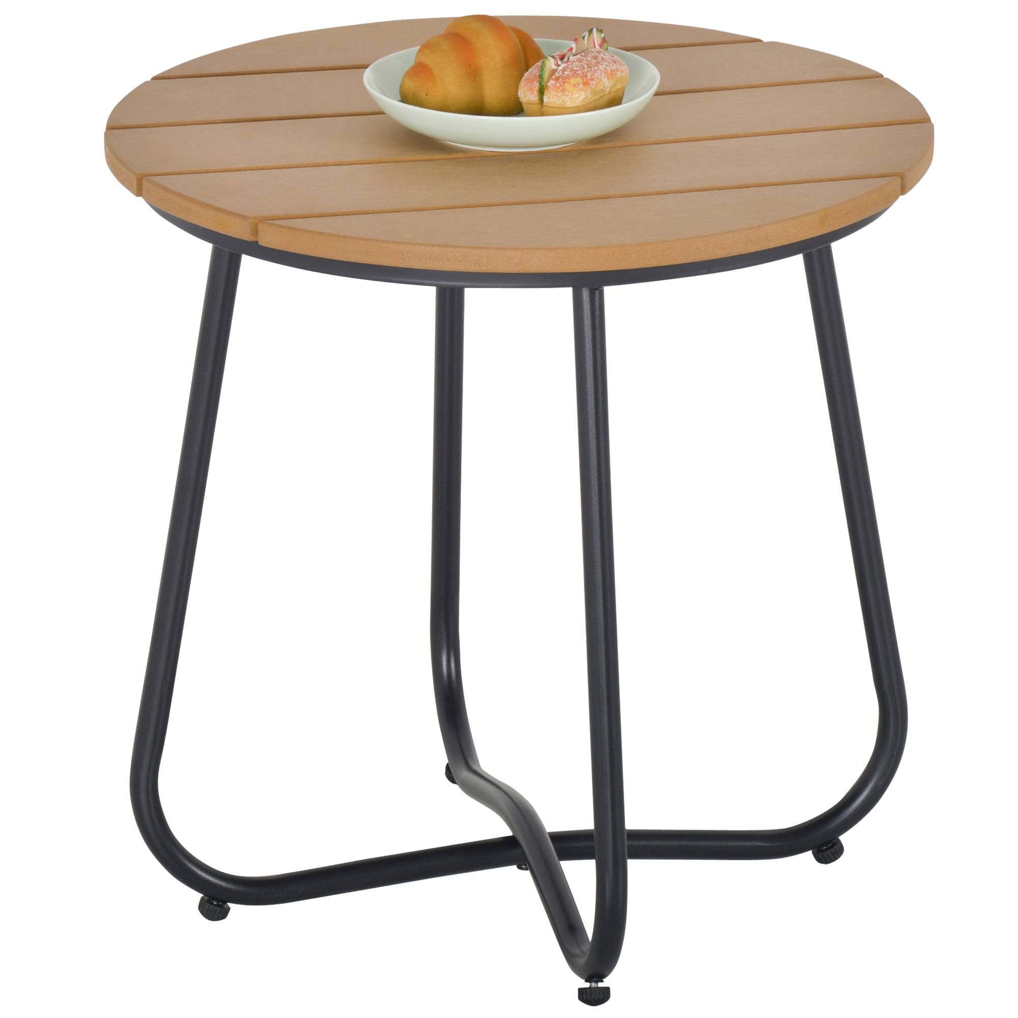 Petite table basse ronde, cadre en acier, table de jardin pour balcon, balcon, terrasse, salon, Ø49 x 48H cm, marron - Image 2