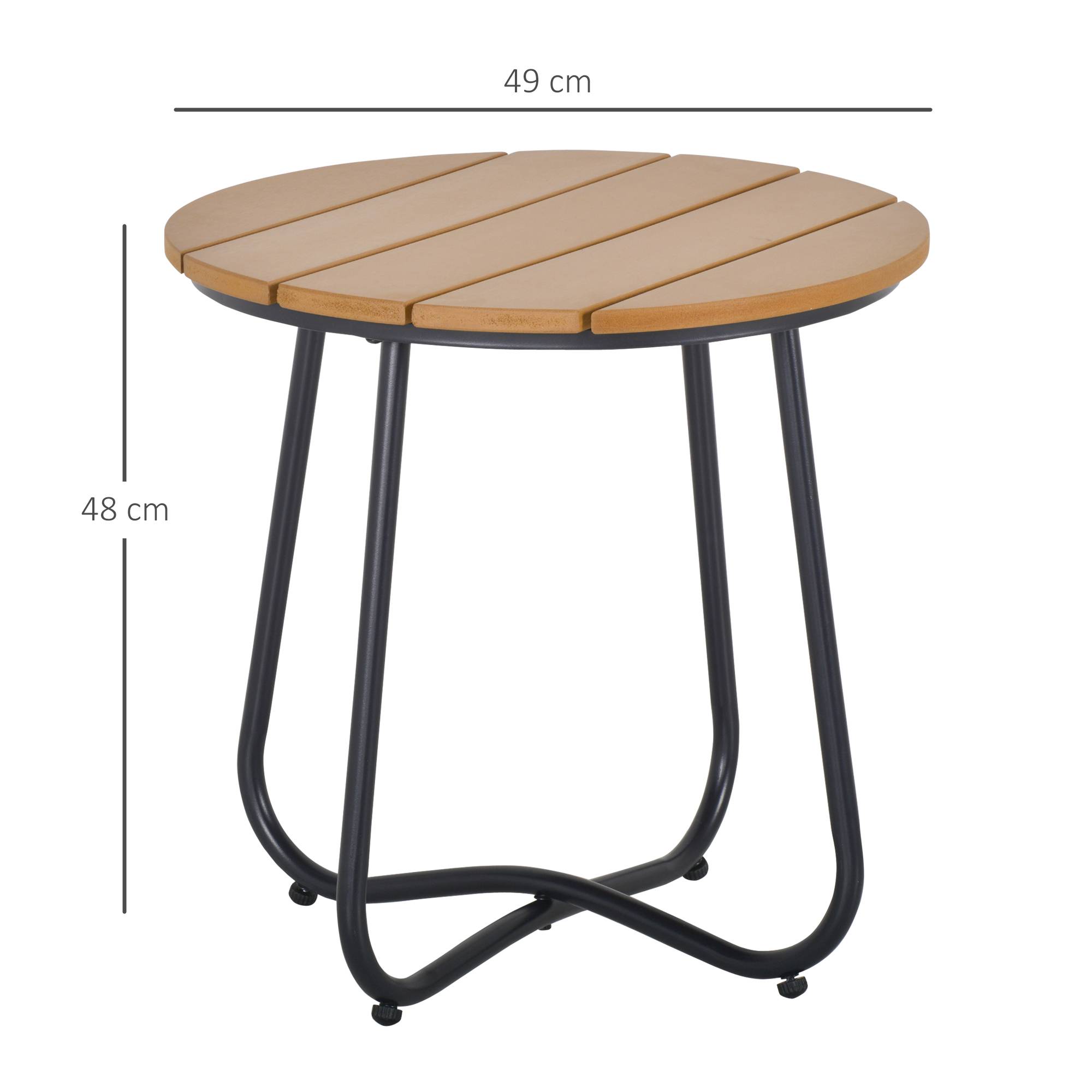 Petite table basse ronde, cadre en acier, table de jardin pour balcon, balcon, terrasse, salon, Ø49 x 48H cm, marron - Image 5