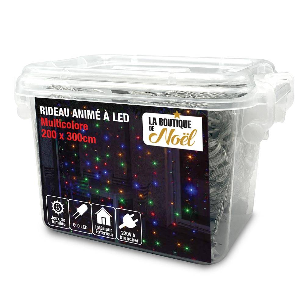 Rideau lumineux électrique à LED 200 x 300 Multicolore - Image 1