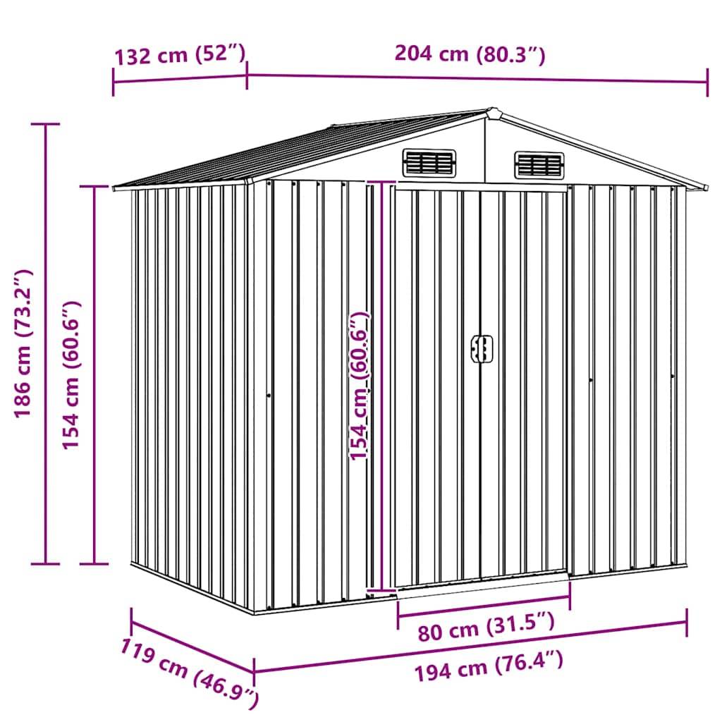Vidaxl - Abri de stockage pour jardin Anthracite Acier 204x132x186 cm vidaXL 47028 - Image 3