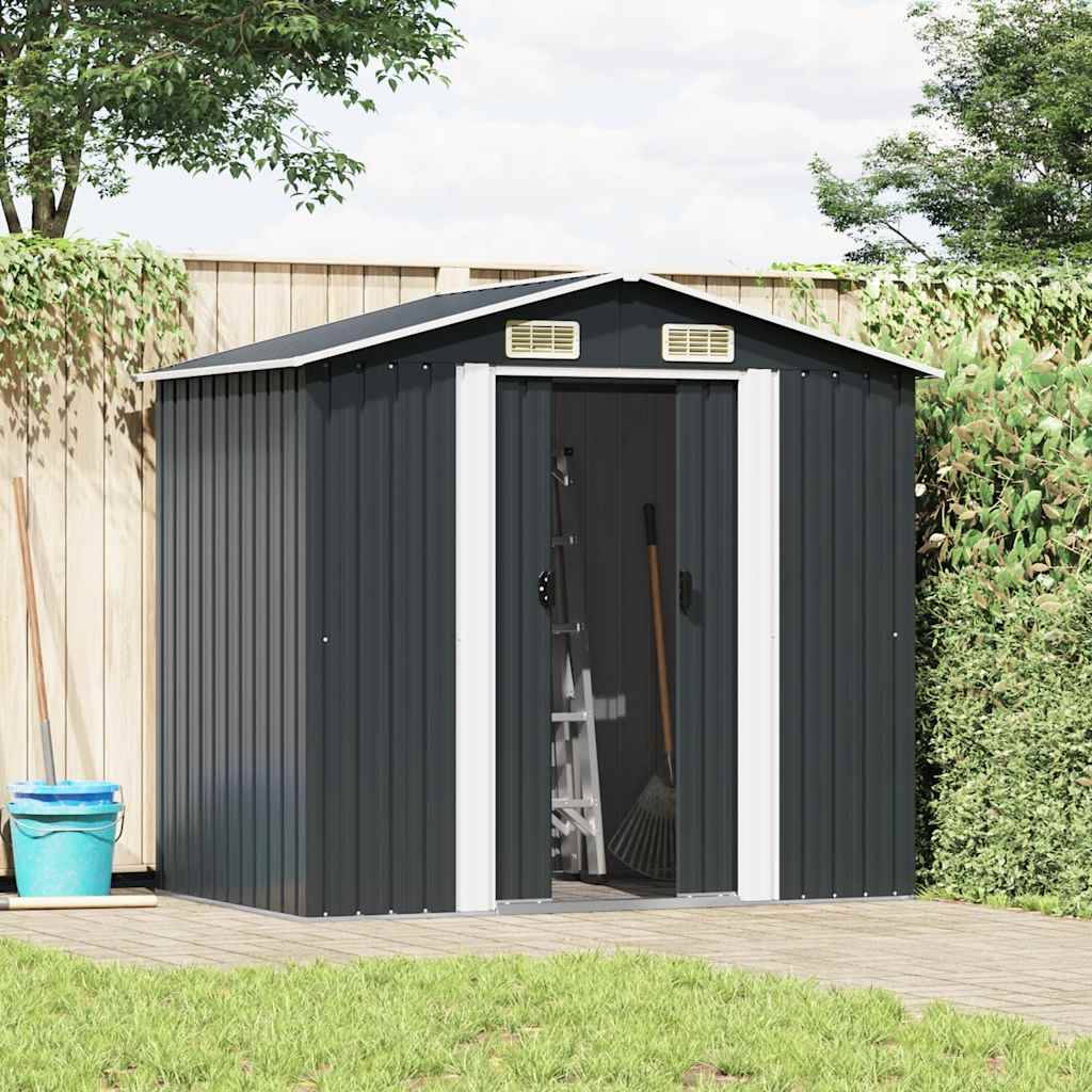 Vidaxl - Abri de stockage pour jardin Anthracite Acier 204x132x186 cm vidaXL 47028 - Image 2