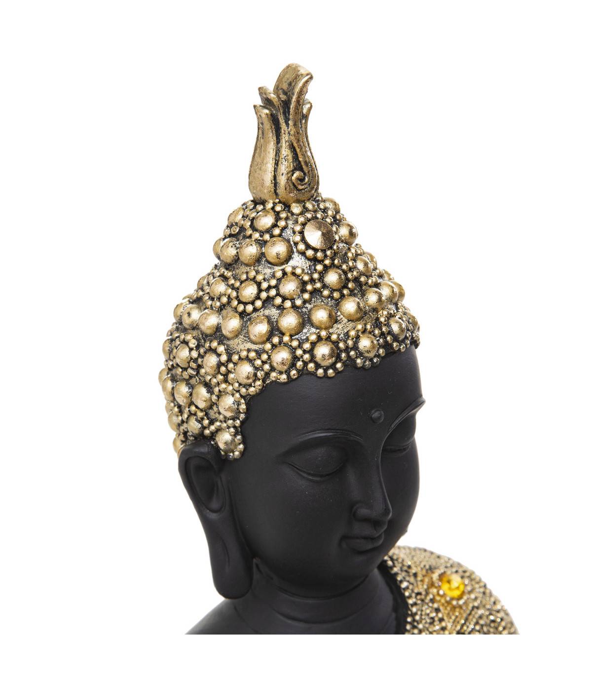 Statue décorative Bouddha assis en résine dorée H 34 cm - Image 2