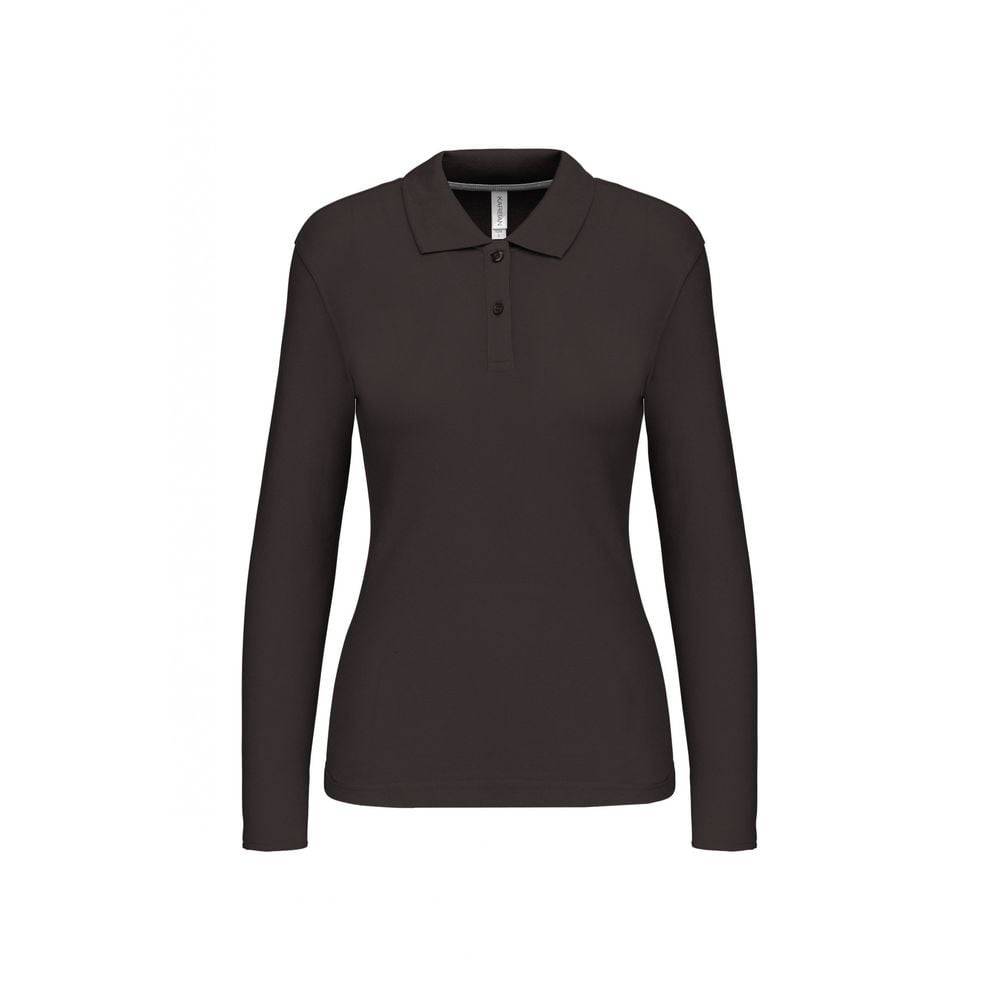Polo de travail femme manches longues Kariban 100% coton Gris Foncé XXL - Image 1
