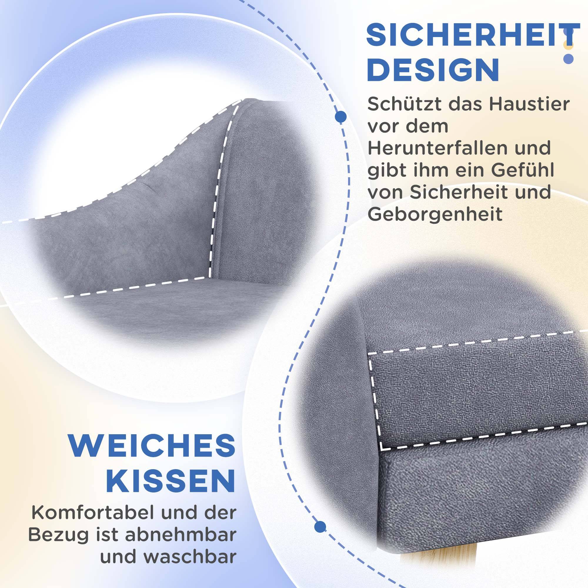 ComfortXL - Canapé pour chien bois de pin 102 x 58,5 x 42,5 cm gris pour intérieur coussin amovible doux et stable - Image 7