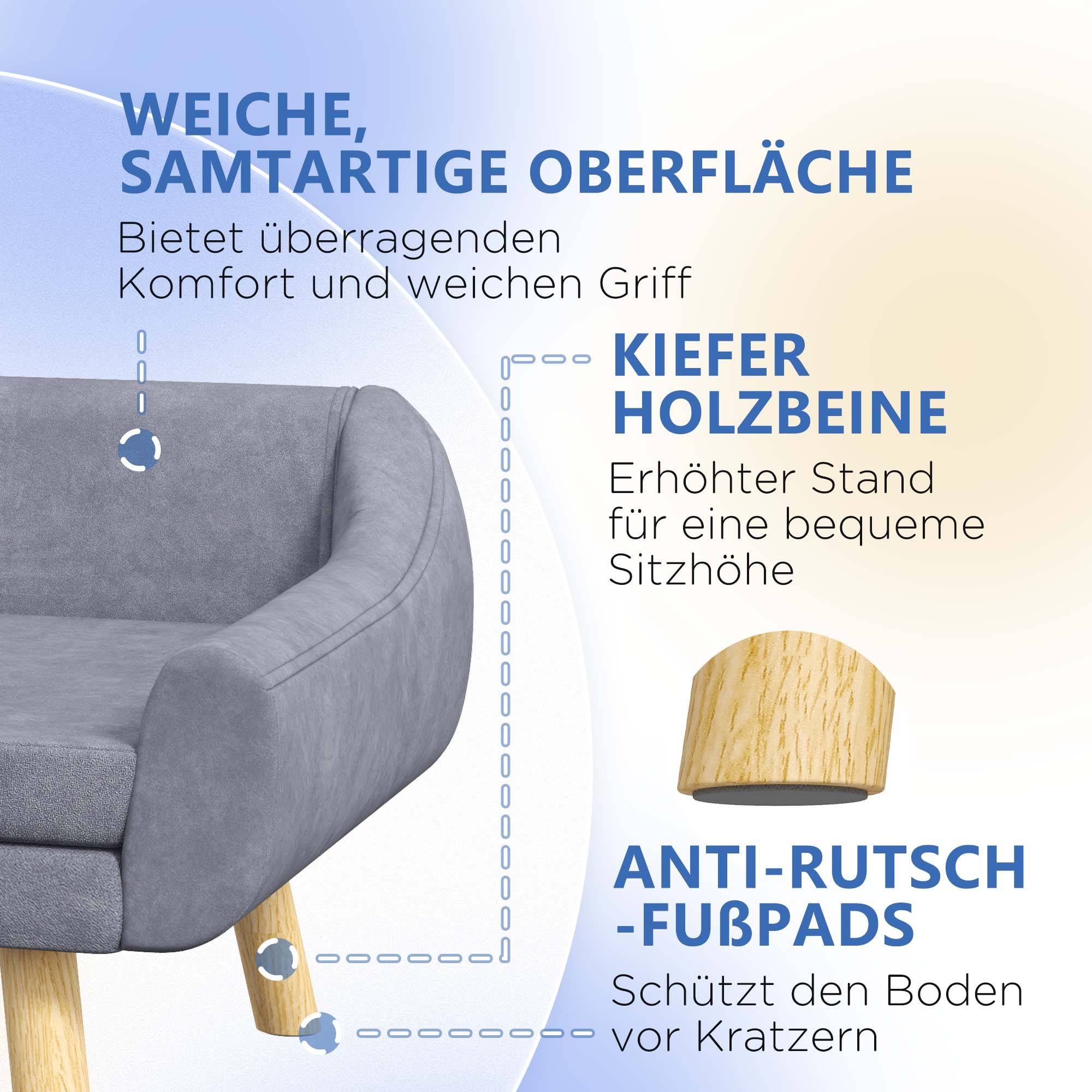 ComfortXL - Canapé pour chien bois de pin 102 x 58,5 x 42,5 cm gris pour intérieur coussin amovible doux et stable - Image 6