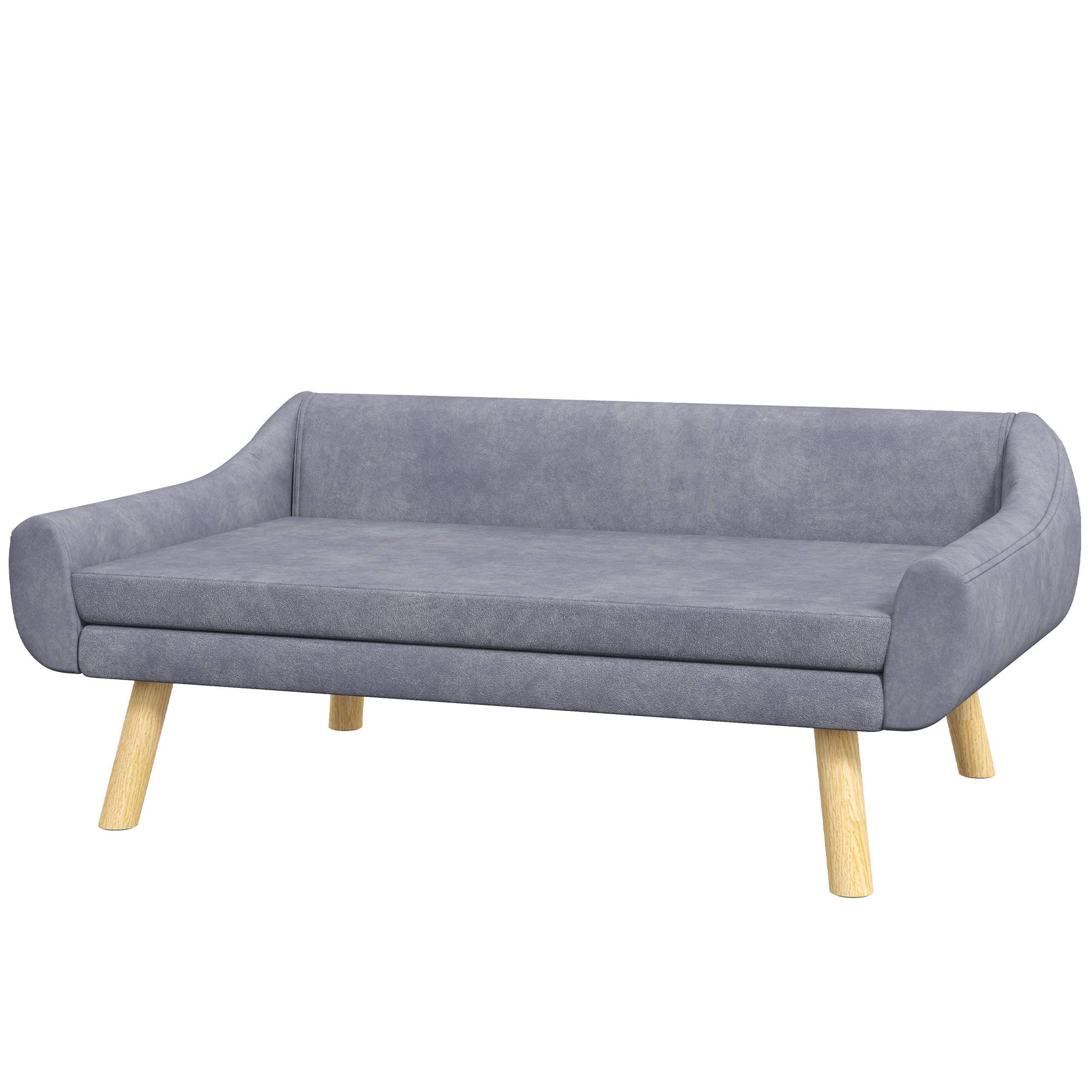 ComfortXL - Canapé pour chien bois de pin 102 x 58,5 x 42,5 cm gris pour intérieur coussin amovible doux et stable - Image 2