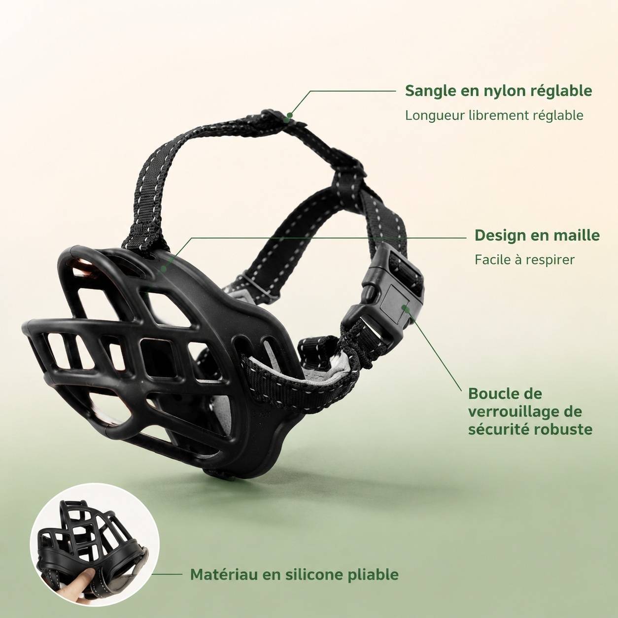 Muselière Panier Pour Chiens Respirante Réglable Légère Et Durable Pour Chiens Agressifs - Image 4