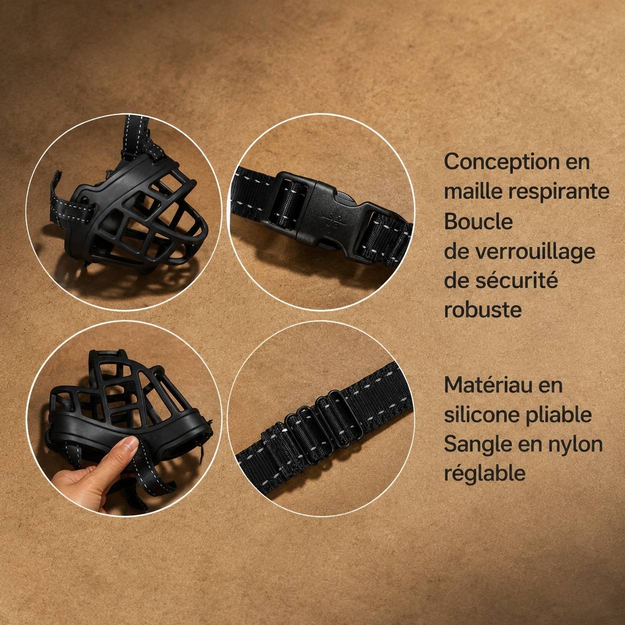 Muselière Panier Pour Chiens Respirante Réglable Légère Et Durable Pour Chiens Agressifs - Image 3