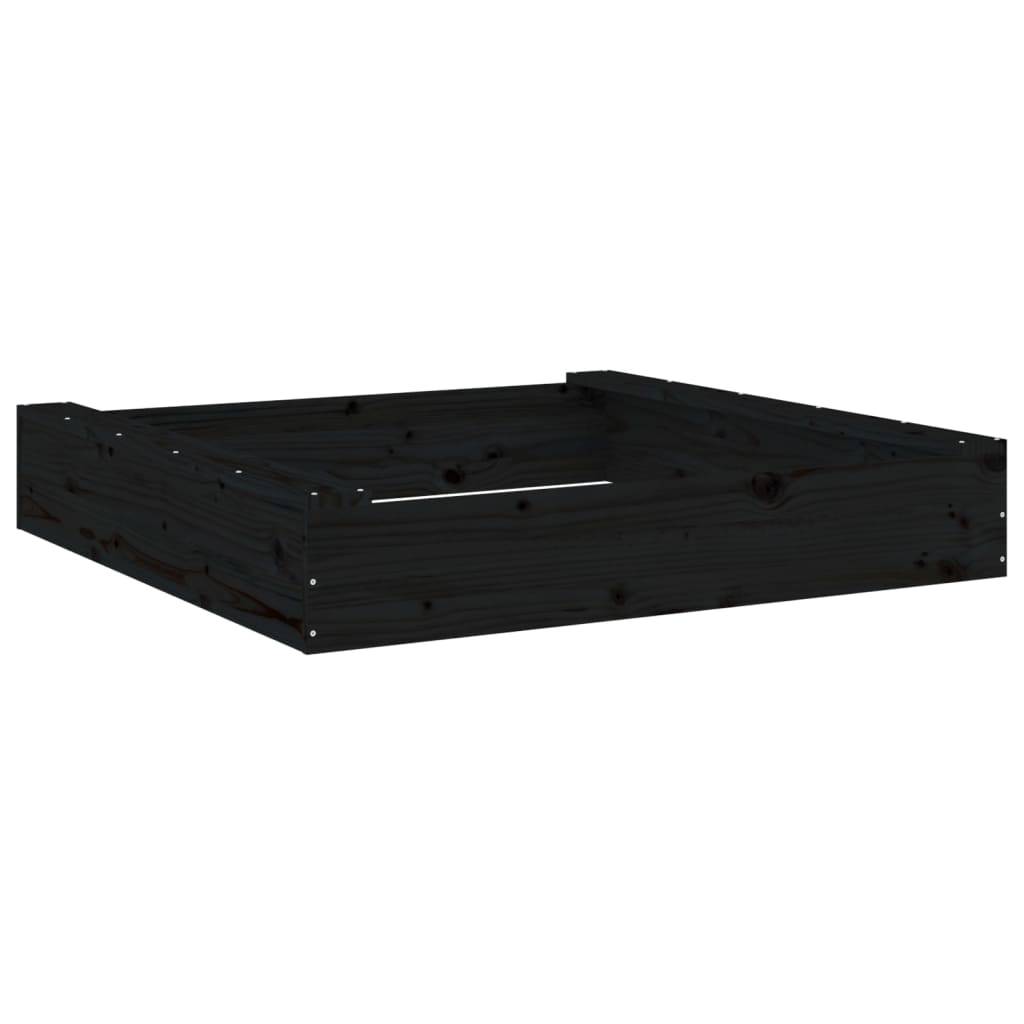 Bac à sable - Maison de jeu pour enfants avec sièges noir carré bois de pin massif-JU12094 - Image 1