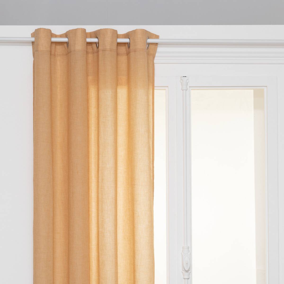 Voilage à œillets en polyester et coton Jaune cumin 135 x 240 cm - Image 1