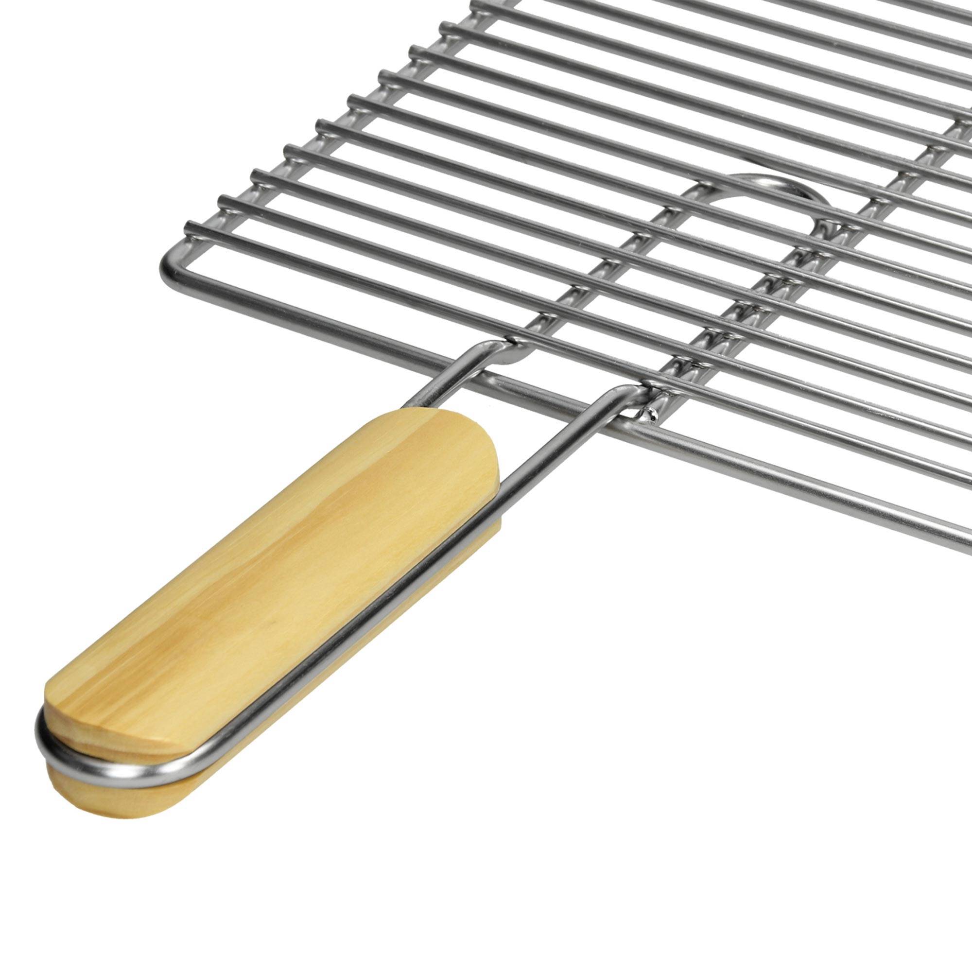 Ecd-Germany - Grille barbecue inox rectangulaire 54x34 cm avec poignées amovibles robuste et antirouille adaptée aux cheminées barbecues, foyers et braseros BBQ - Image 5