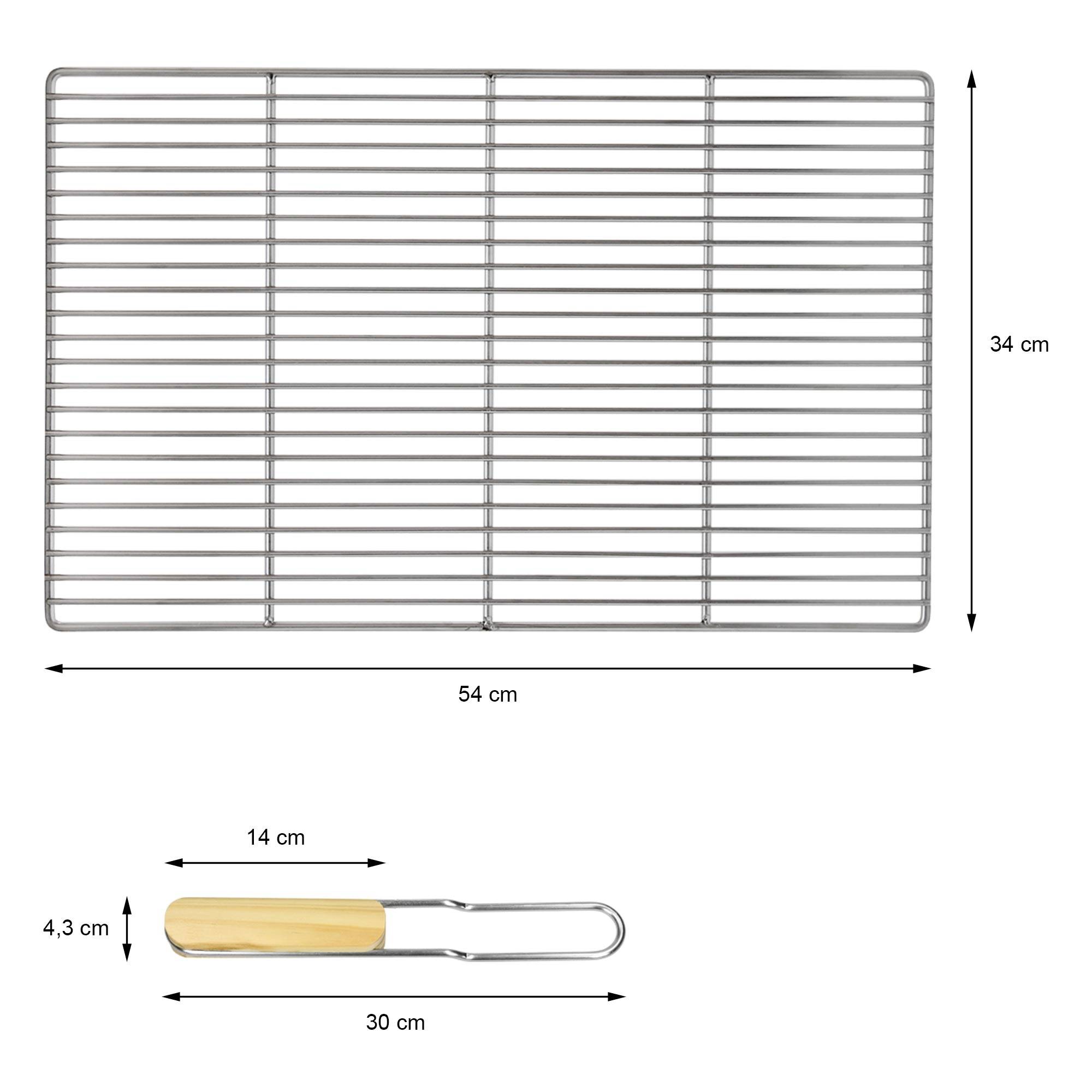 Ecd-Germany - Grille barbecue inox rectangulaire 54x34 cm avec poignées amovibles robuste et antirouille adaptée aux cheminées barbecues, foyers et braseros BBQ - Image 7