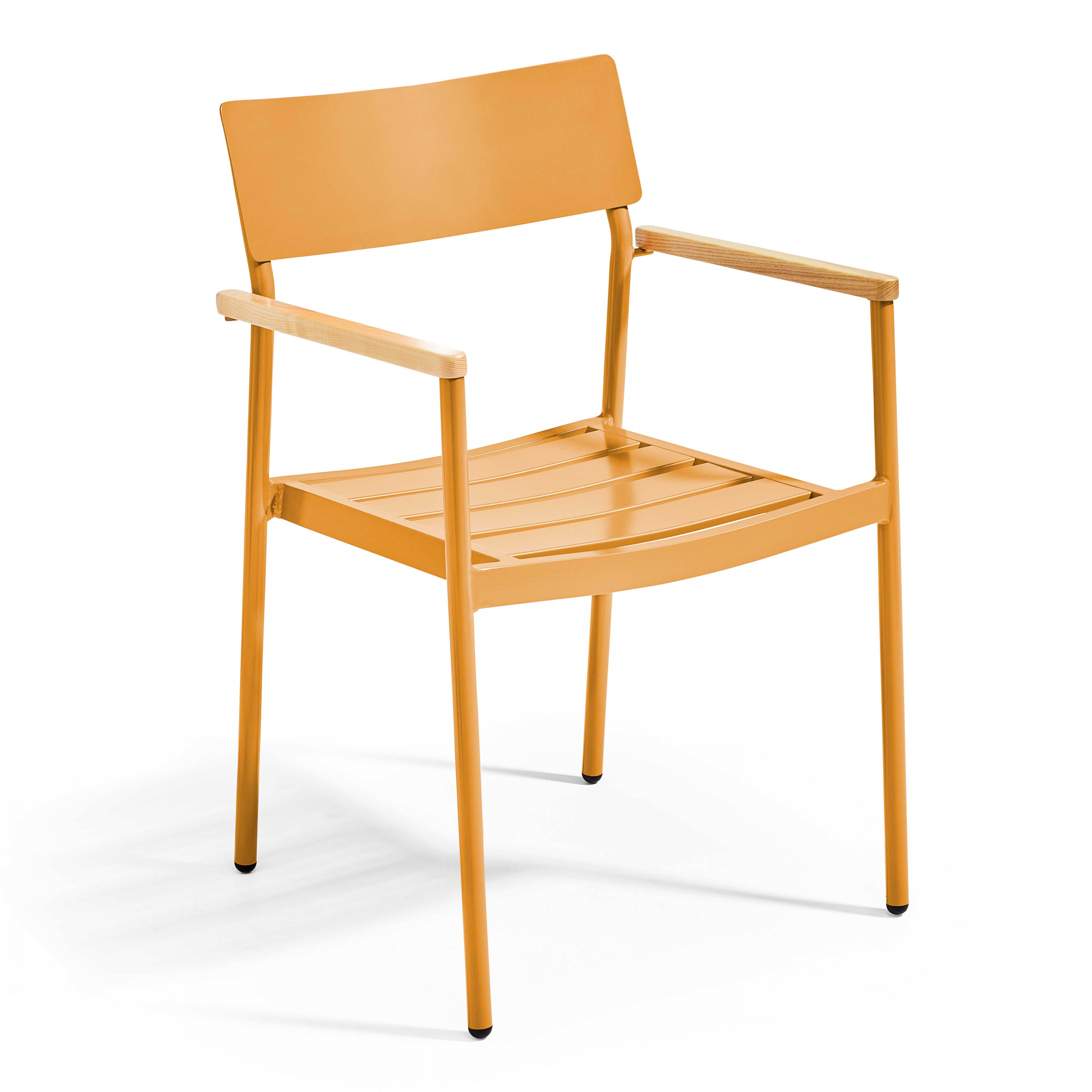 Oviala - Ensemble table de jardin et 4 fauteuils en aluminium jaune moutarde Bristol - Oviala - Image 5