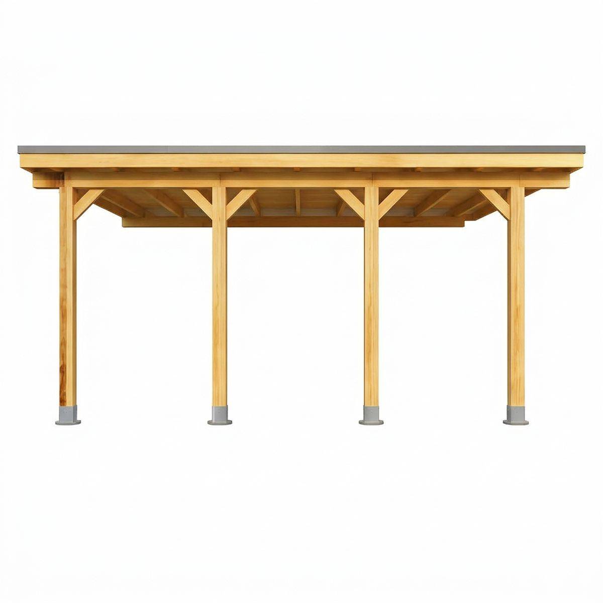 Direct Abris - Carport Adosse Bois RIVERSIDE - 1 Voiture - 363 x 555 - Abris Voiture - Feutre Bitumeux sur les Voliges - Bandeau de Finition - Image 3