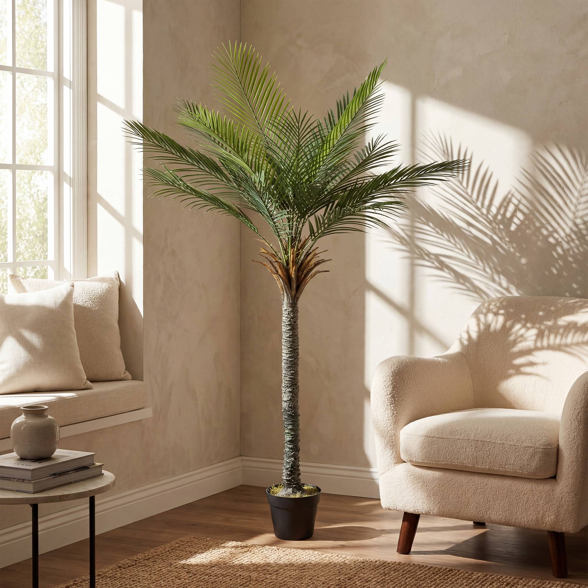 Palmier artificiel 180 cm, plante artificielle tropicale en pot, 15 feuilles réalistes, pour salon, chambre, bureau - Image 3