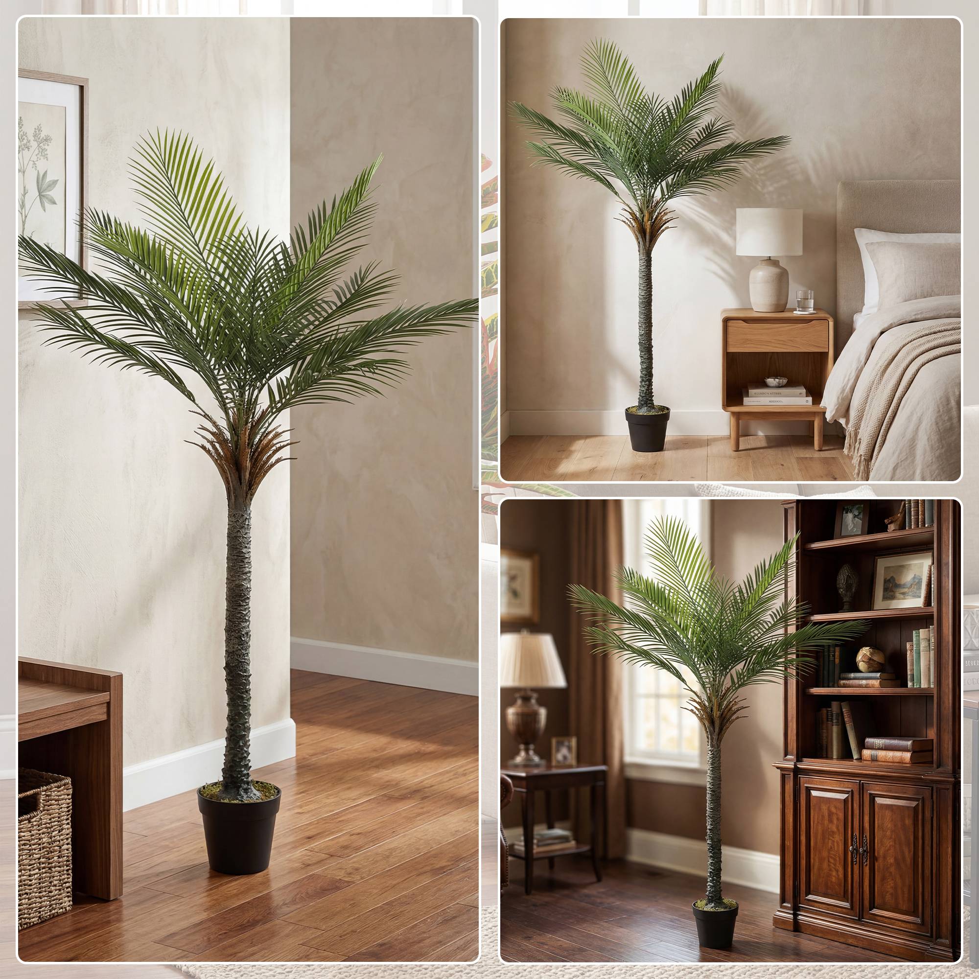 Palmier artificiel 180 cm, plante artificielle tropicale en pot, 15 feuilles réalistes, pour salon, chambre, bureau - Image 9