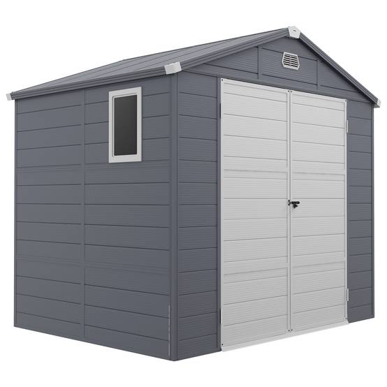 Abri de jardin résine pour extérieur rangement outils et vélos 240x190cm gris - ComfortXL Outdoor Living - Image 2