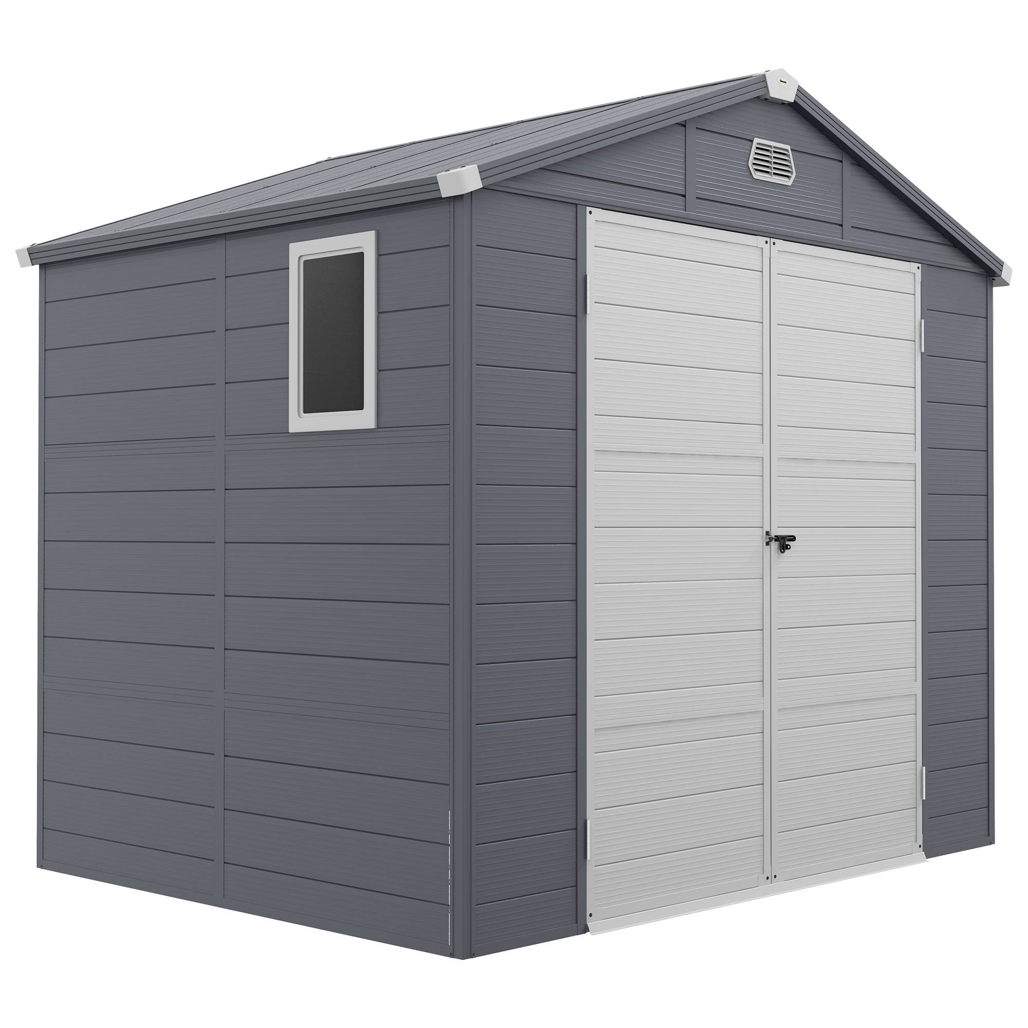 Abri de jardin résine pour extérieur rangement outils et vélos 240x190cm gris - ComfortXL Outdoor Living - Image 2