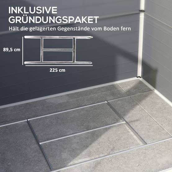 Abri de jardin résine pour extérieur rangement outils et vélos 240x190cm gris - ComfortXL Outdoor Living - Image 6