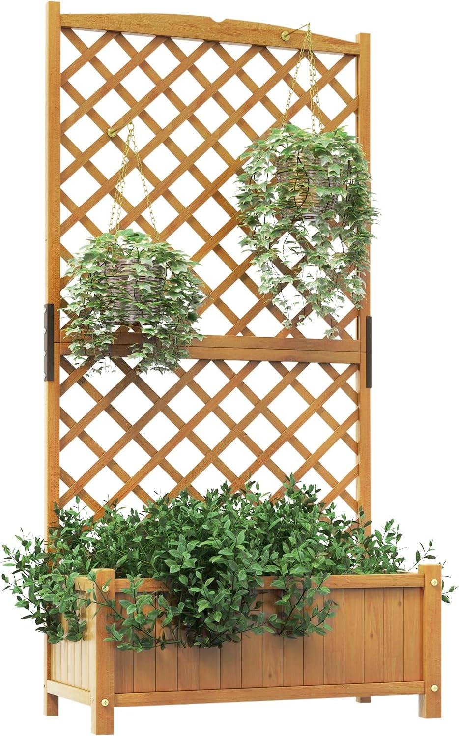 LumFurni Jardinière Avec Treillis En Bois Massif De Sapin Gris 90 X 35 X 180 Cm - Idéal Plantes Grimpantes