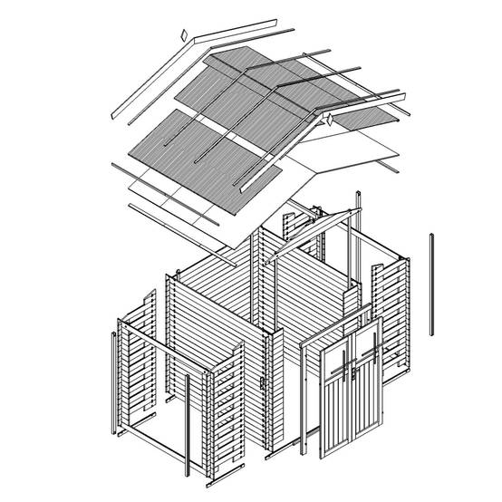 Timbela - Abri de jardin en bois et range bûches extérieur I206xL328xH218 cm/ 3,53+0,97+0,97 m² - 19 mm d’épaisseur - Timbela M391F - Image 7