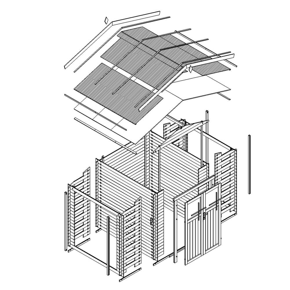 Timbela - Abri de jardin en bois et range bûches extérieur I206xL328xH218 cm/ 3,53+0,97+0,97 m² - 19 mm d’épaisseur - Timbela M391F - Image 7