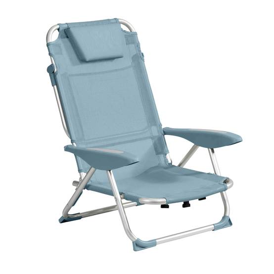 Oviala - Lot de 2 fauteuils clic clac des plages en polyester bleu ciel Clic Clac des plages - Oviala - Image 3