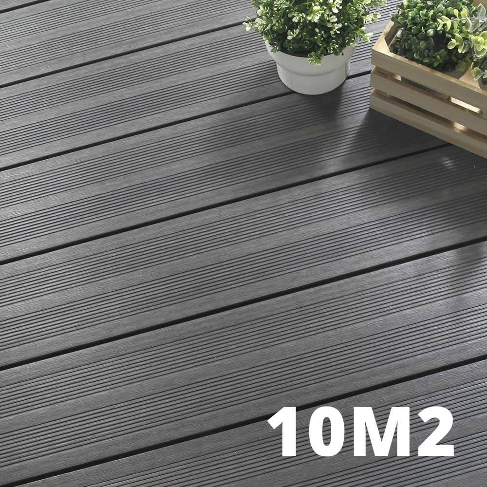 Kit Terrasse ATLANTA 10m² Platinium - 31 Lames de Terrasse (220 x 14.5 x 2.25 cm) - Garantie 15 ans - Fixation par Clips - Image 1