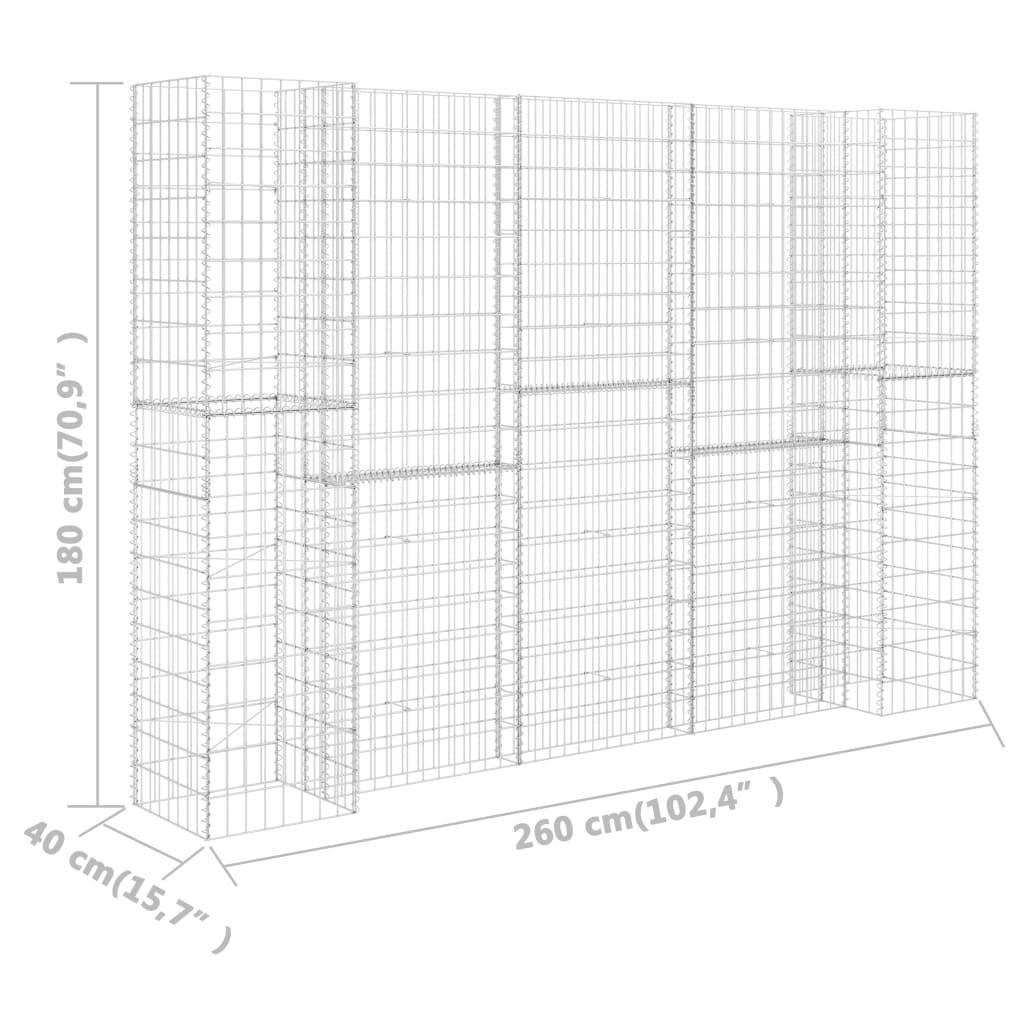 Vidaxl - Jardinière à gabion en H Fil d'acier 260x40x180 cm vidaXL 145664 - Image 3