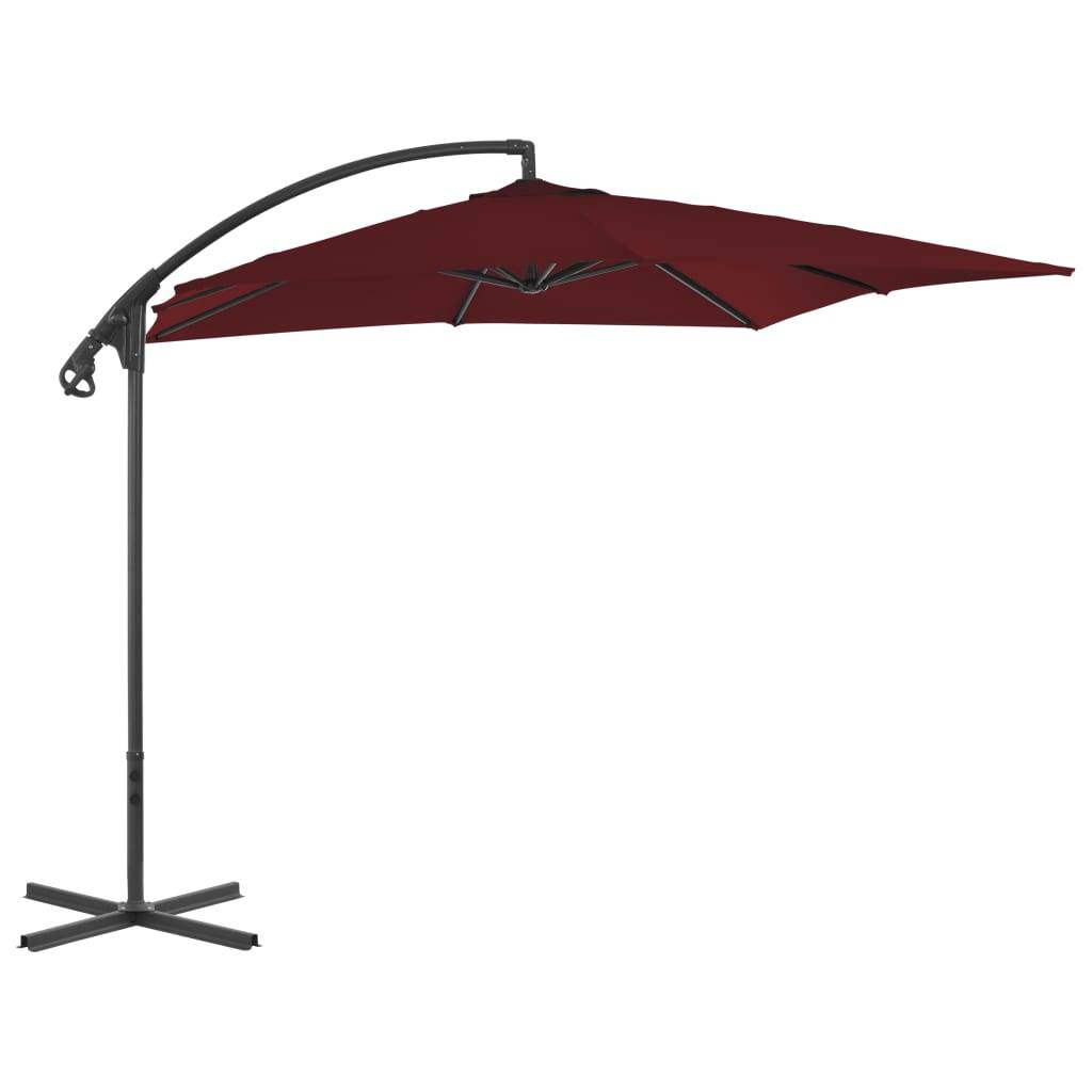 Helloshop26 - Parasol meuble de jardin déporté avec mât en acier 250 x 250 cm rouge bordeaux - Image 1
