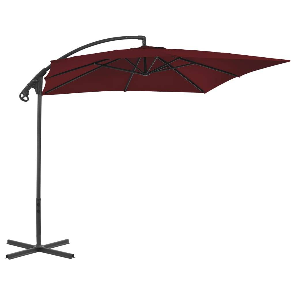 Helloshop26 - Parasol meuble de jardin déporté avec mât en acier 250 x 250 cm rouge bordeaux - Image 3