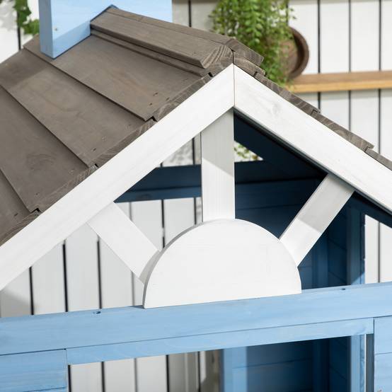 Cabane de jeu pour enfant maison de jardin en bois porte et fenêtres de 3 à 7 ans dim. 151L x 112.5l x 142H cm bleu - Image 10