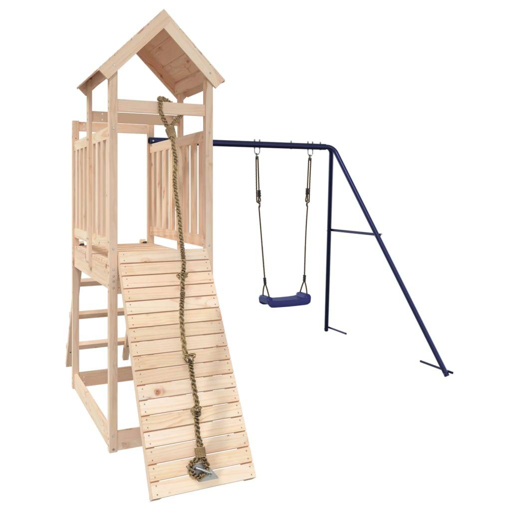 Helloshop26 - Aire de jeux d'extérieur balançoires toboggan portiques robuste jeux jardin 242 x 248 x 214 cm bois de pin massif - Image 2