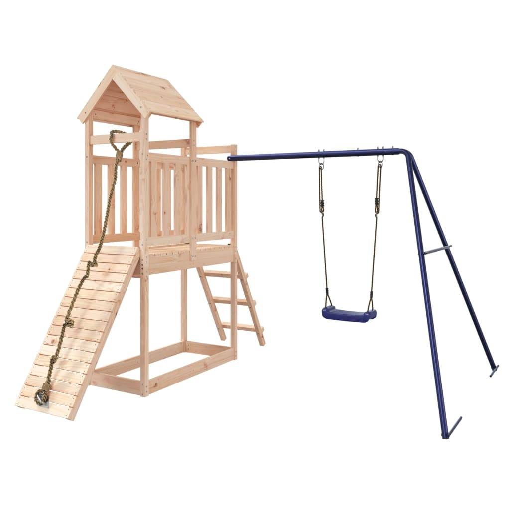 Helloshop26 - Aire de jeux d'extérieur balançoires toboggan portiques robuste jeux jardin 242 x 248 x 214 cm bois de pin massif - Image 1