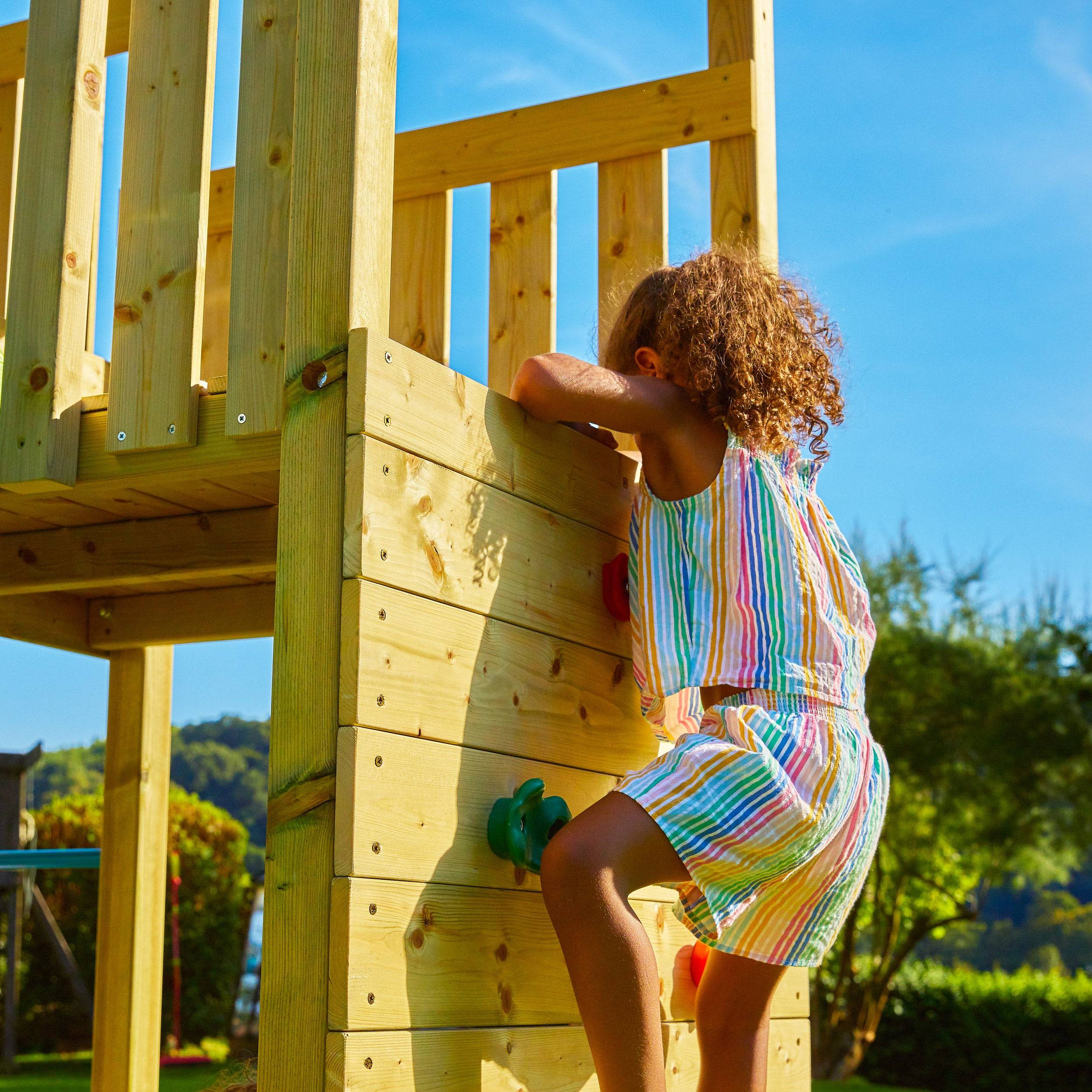 Tp Toys - AIre de jeux tyrolienne, mur d'escalade et toboggan - bois FSC® - SANTOLINE SKYWOOD - Image 9