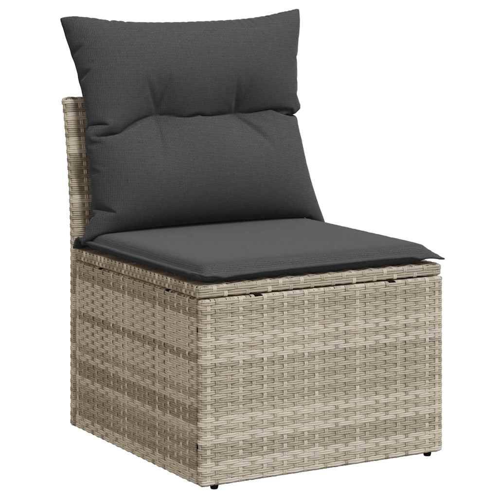 Salon de Jardin 6 Places Polyrotin Modulable avec Coffre de Rangement Imperméable Gris Clair – ComfortXL Outdoor Living - Image 5