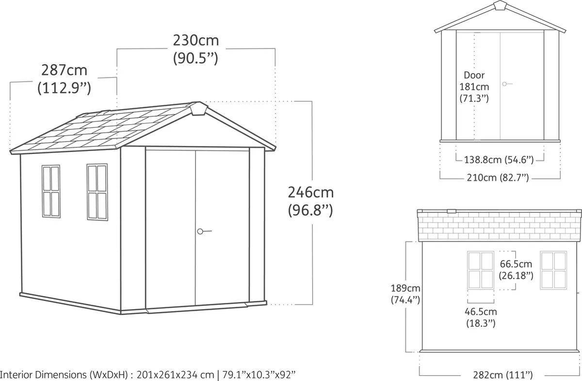 Keter - Abri de jardin Newton Plus 759 - 5,7 m² - Gris Aspect bois - KETER - Image 8