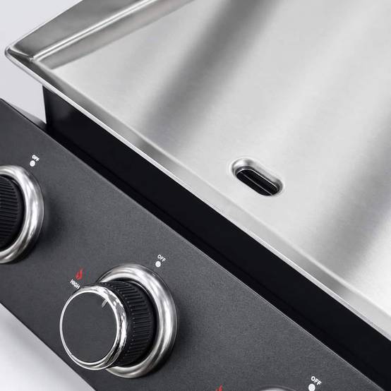 Plancha à gaz à poser Patton Vigor A300 avec 3 brûleurs et plaque de cuisson en acier inoxydable - Noir - Image 6