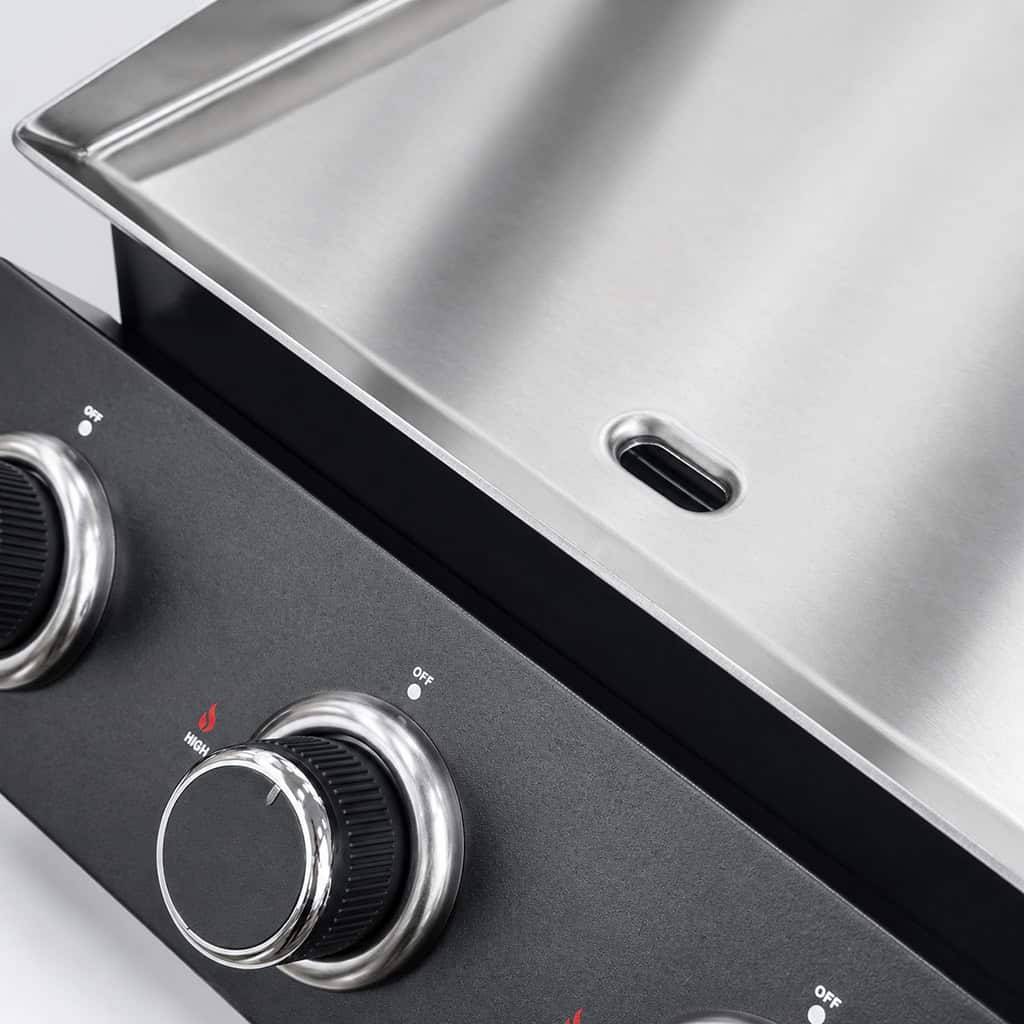 Plancha à gaz à poser Patton Vigor A300 avec 3 brûleurs et plaque de cuisson en acier inoxydable - Noir - Image 6