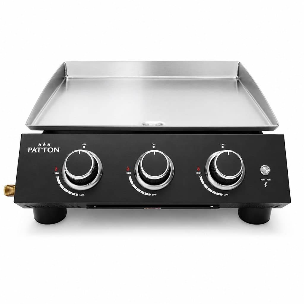 Plancha à gaz à poser Patton Vigor A300 avec 3 brûleurs et plaque de cuisson en acier inoxydable - Noir - Image 1