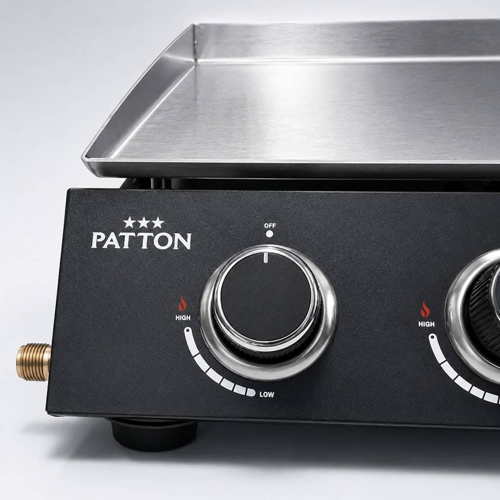 Plancha à gaz à poser Patton Vigor A300 avec 3 brûleurs et plaque de cuisson en acier inoxydable - Noir - Image 4