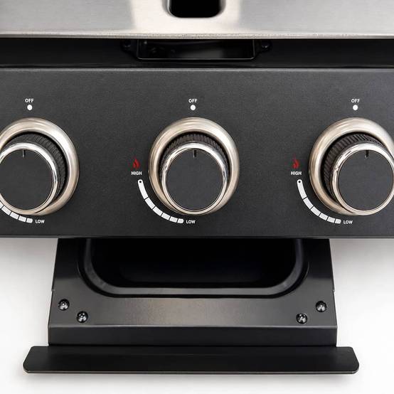 Plancha à gaz à poser Patton Vigor A300 avec 3 brûleurs et plaque de cuisson en acier inoxydable - Noir - Image 5