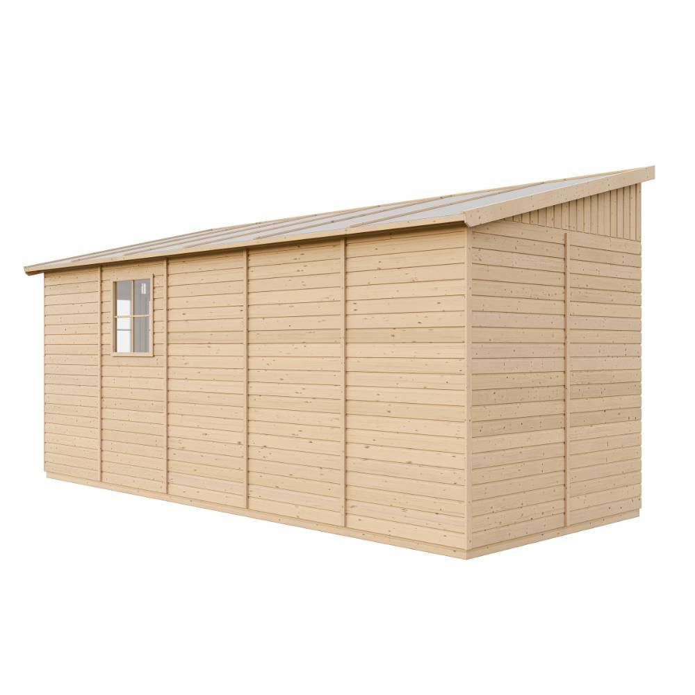 Timbela - Abri de Jardin en Bois Naturel H244x216x513 cm/10 m² sans paroi latérale - Stockage extérieur avec fenêtres - 17 mm d’épaisseur - Timbela M341 - Image 10