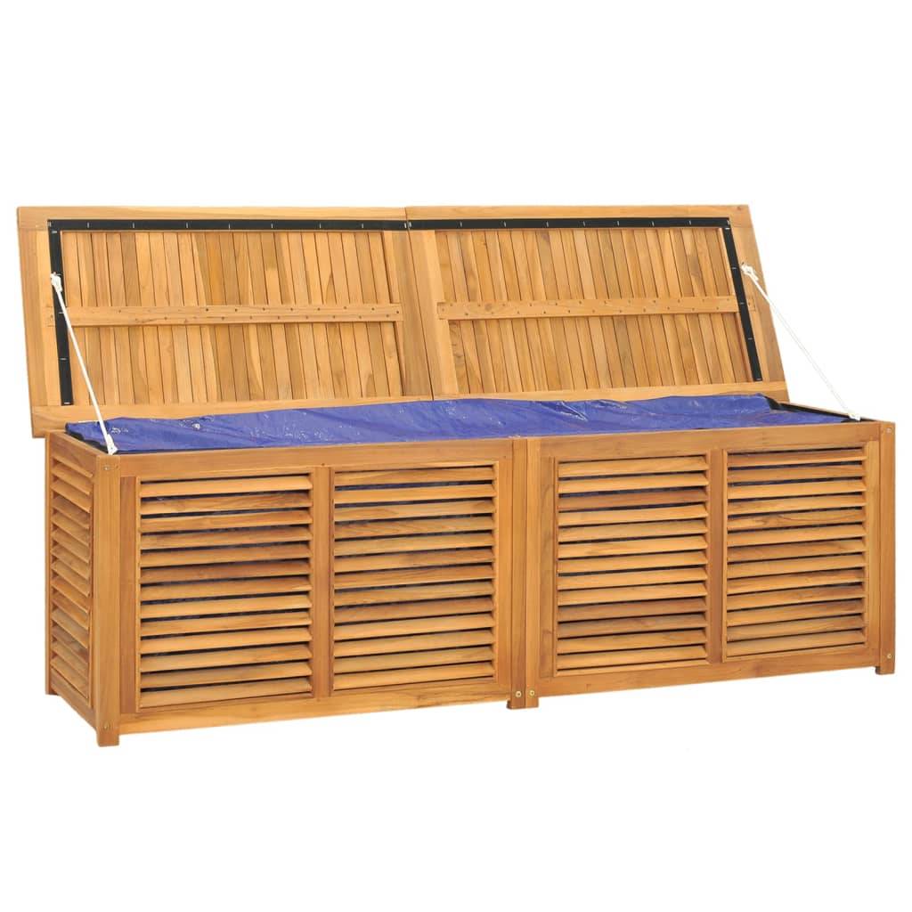 Boîte de rangement jardin et sac 175 x 50 x 53 cm bois massif teck - Image 1