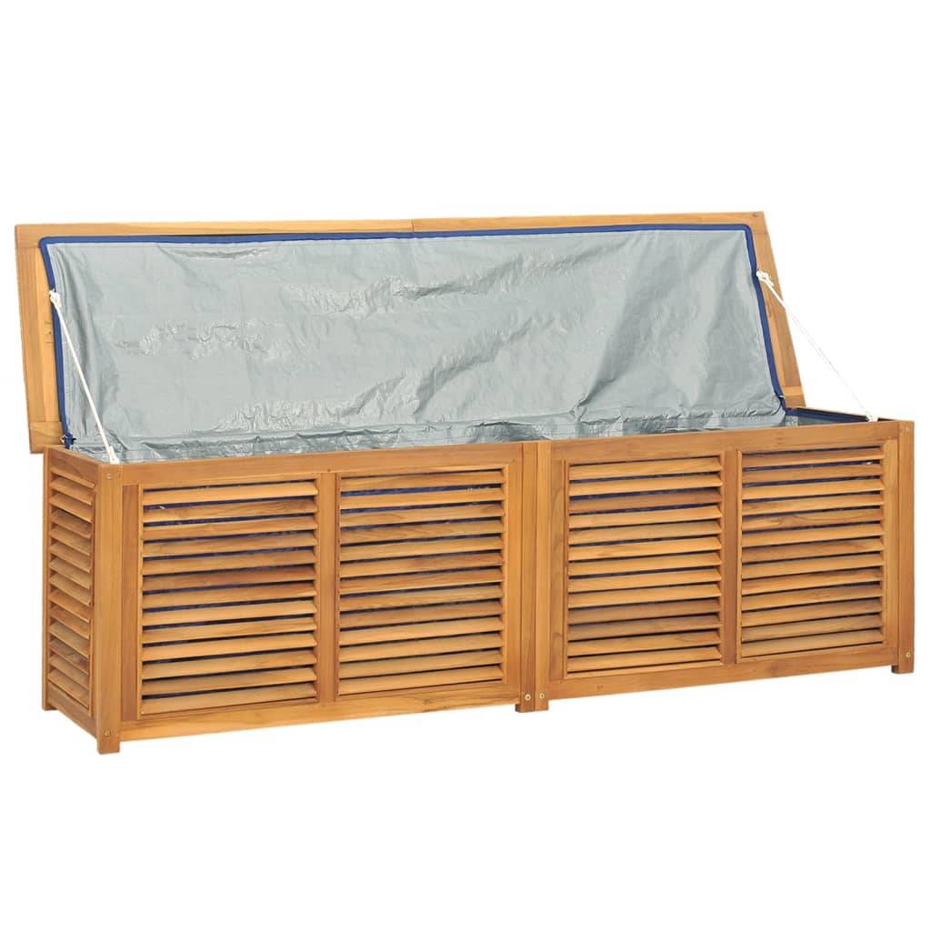 Boîte de rangement jardin et sac 175 x 50 x 53 cm bois massif teck - Image 4