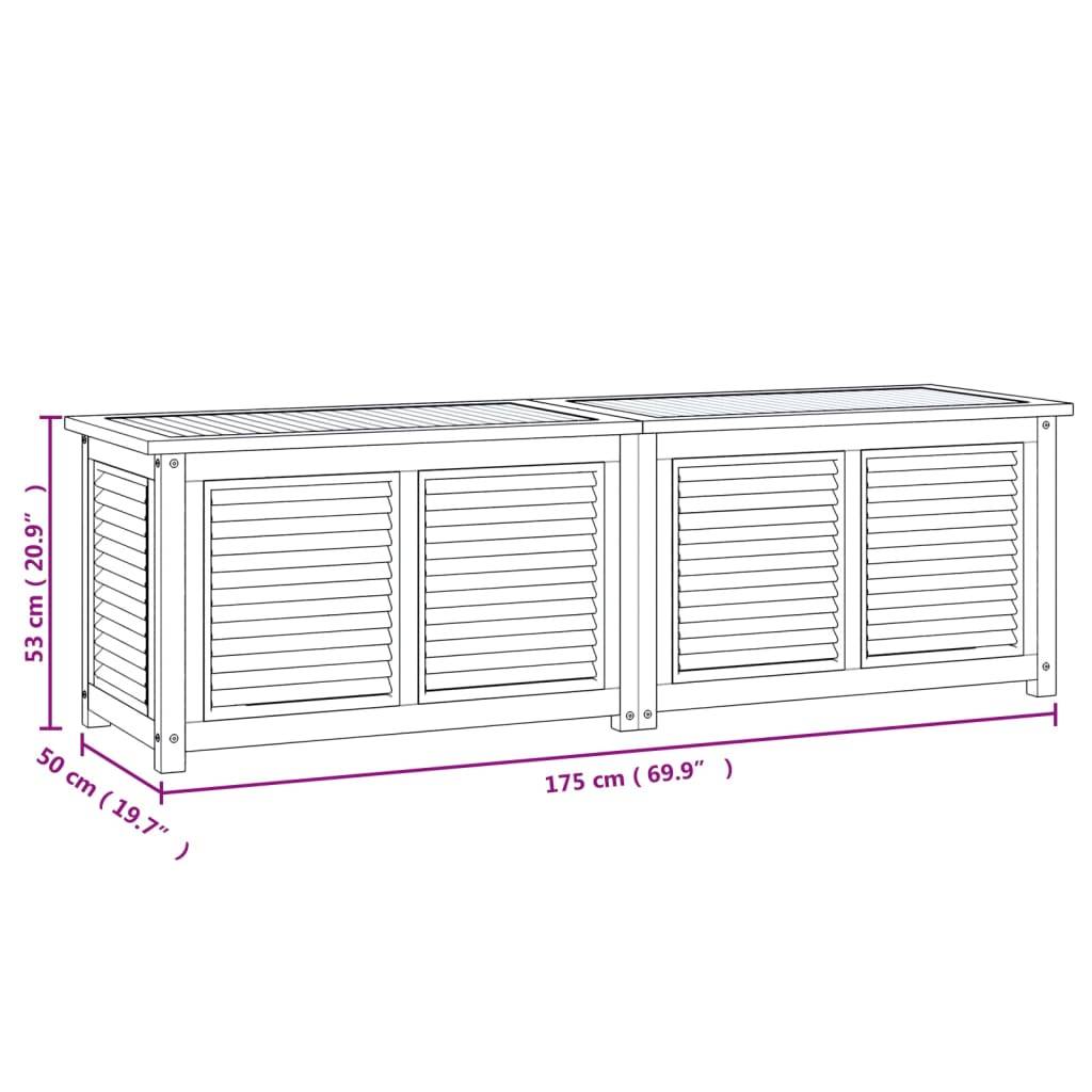 Boîte de rangement jardin et sac 175 x 50 x 53 cm bois massif teck - Image 7